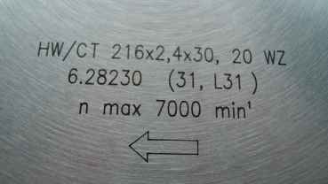 Metabo Kreissägeblatt 216x30,20 WZ, power cut, kein Reimport