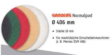 Menzer, Sanders Normalpad, 10 Stück, Durchmesser 406 mm