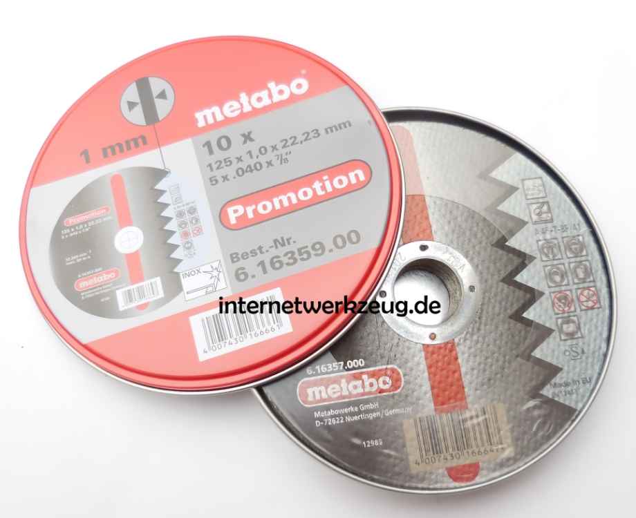 Metabo Trennscheiben Promotion 125x1,0x22,23 Inox, TF 41, 10 Stück in Blechdose