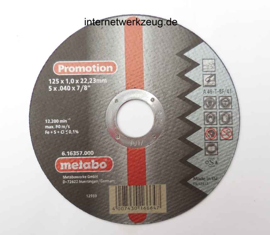 Metabo Trennscheiben Promotion 125x1,0x22,23 Inox, TF 41, 10 Stück in Blechdose