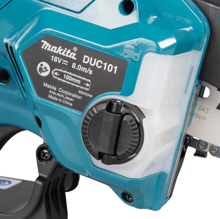 Makita DUC101Z Akku Kettensäge, 18 Volt, Solomaschine, leichte kompakte Astsäge inklusive Rundfeile zum Nachschärfen und Kettenöl