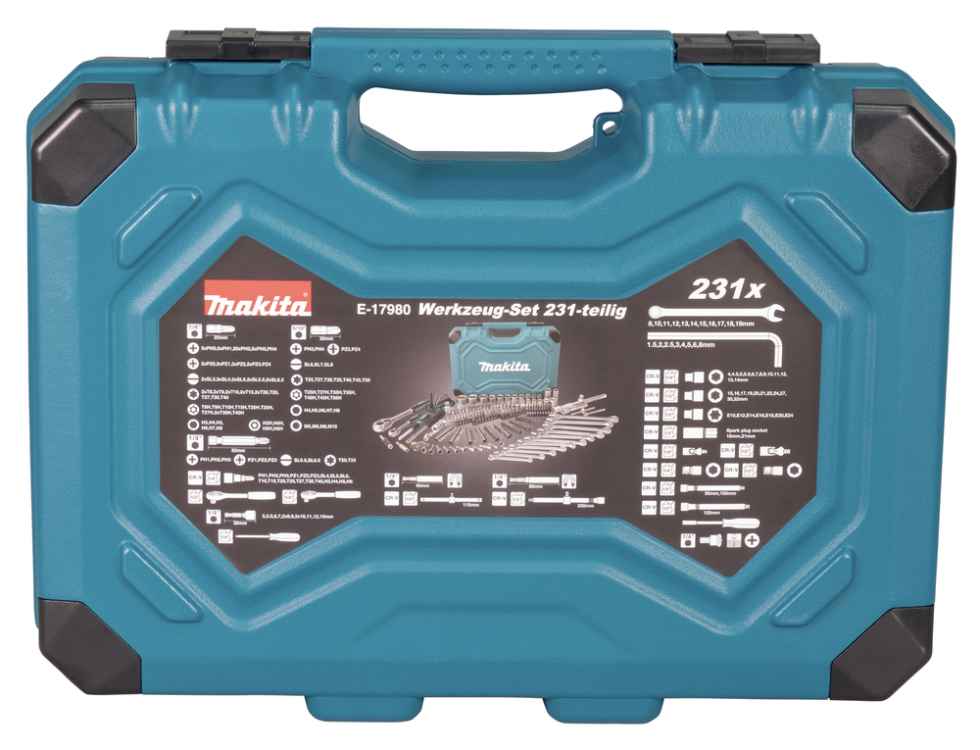 Makita Werkzeug-Set 231-teilig im Koffer, 2 Umschaltknarren, etc.