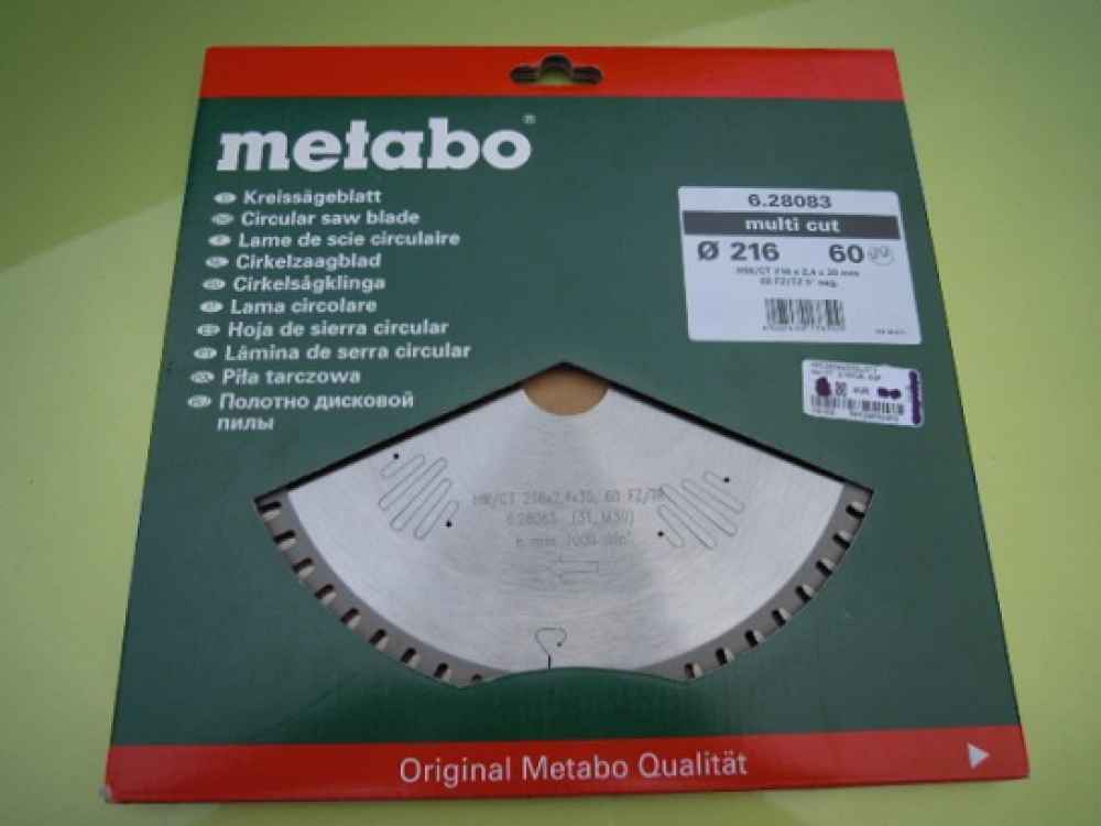 Metabo Hartmetall Kreissägeblatt multi cut, 216x30,60 FZ/TZ, 5°neg. 628083000