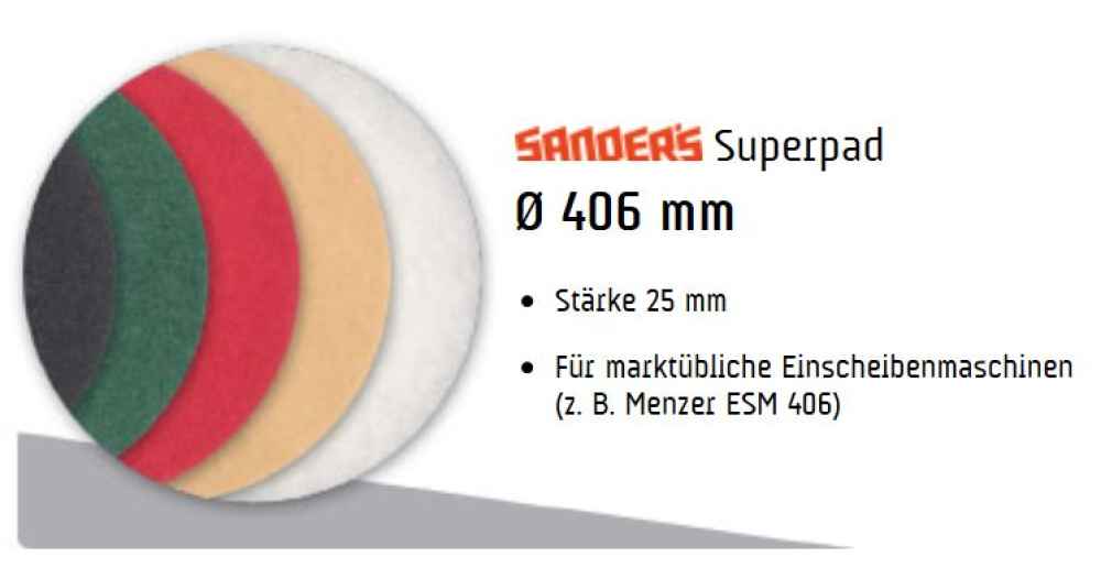 Menzer, Sanders, Superpad, 5 Stück, Durchmesser 406 mm